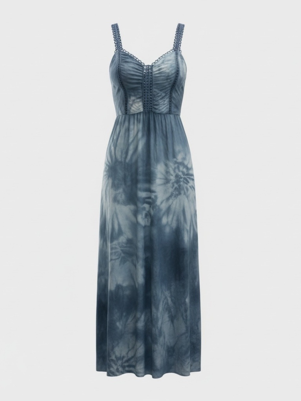 Hugo Boss Blue Maxi Lightweight Tie Dyed Lined Strapless Dress - Picture 2 of 9